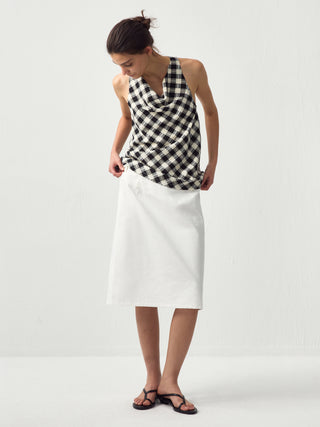 CUBIC Linen Blend Halter Check Top