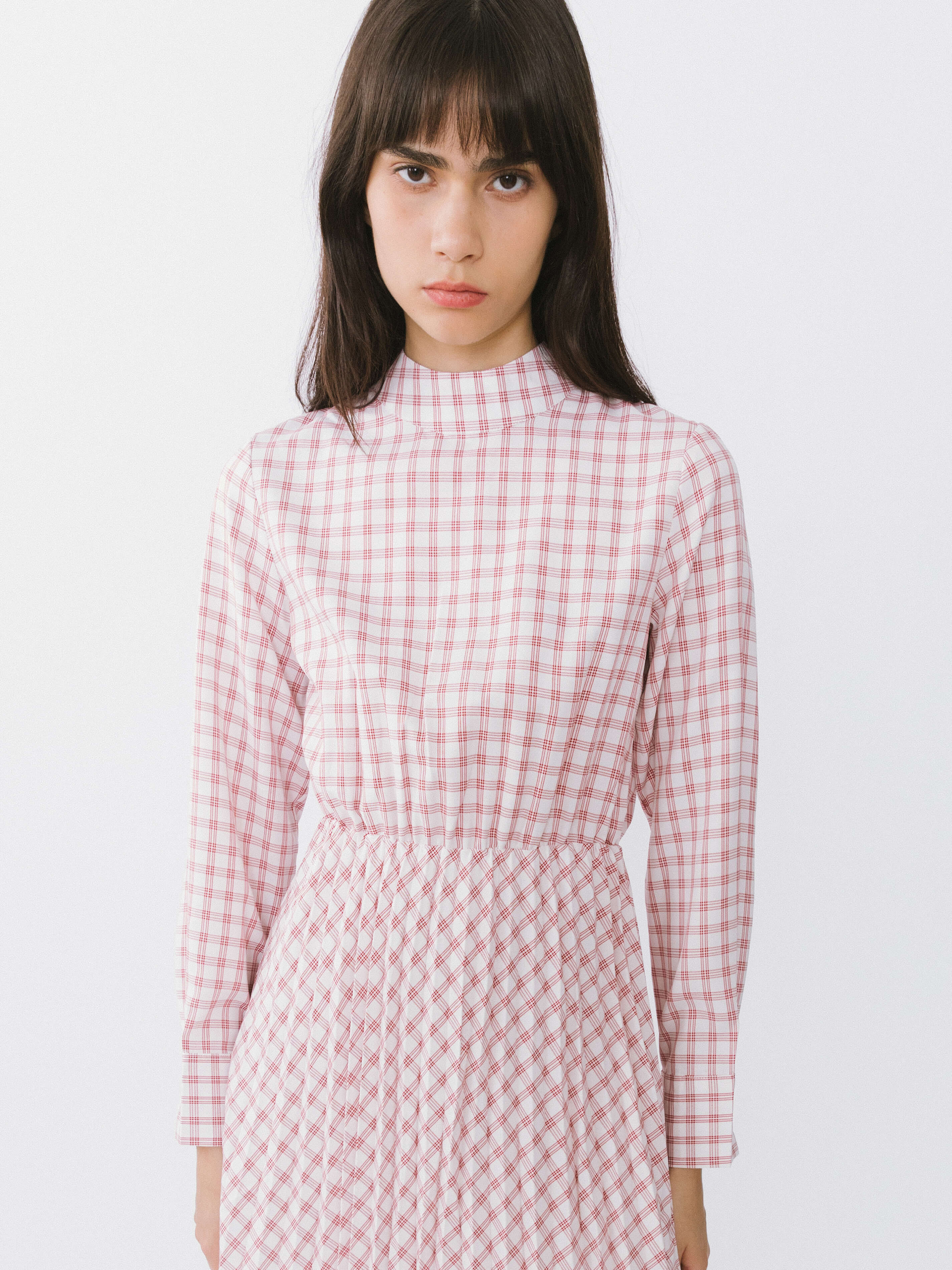 Tartan Neck Tie A-line Dress-8