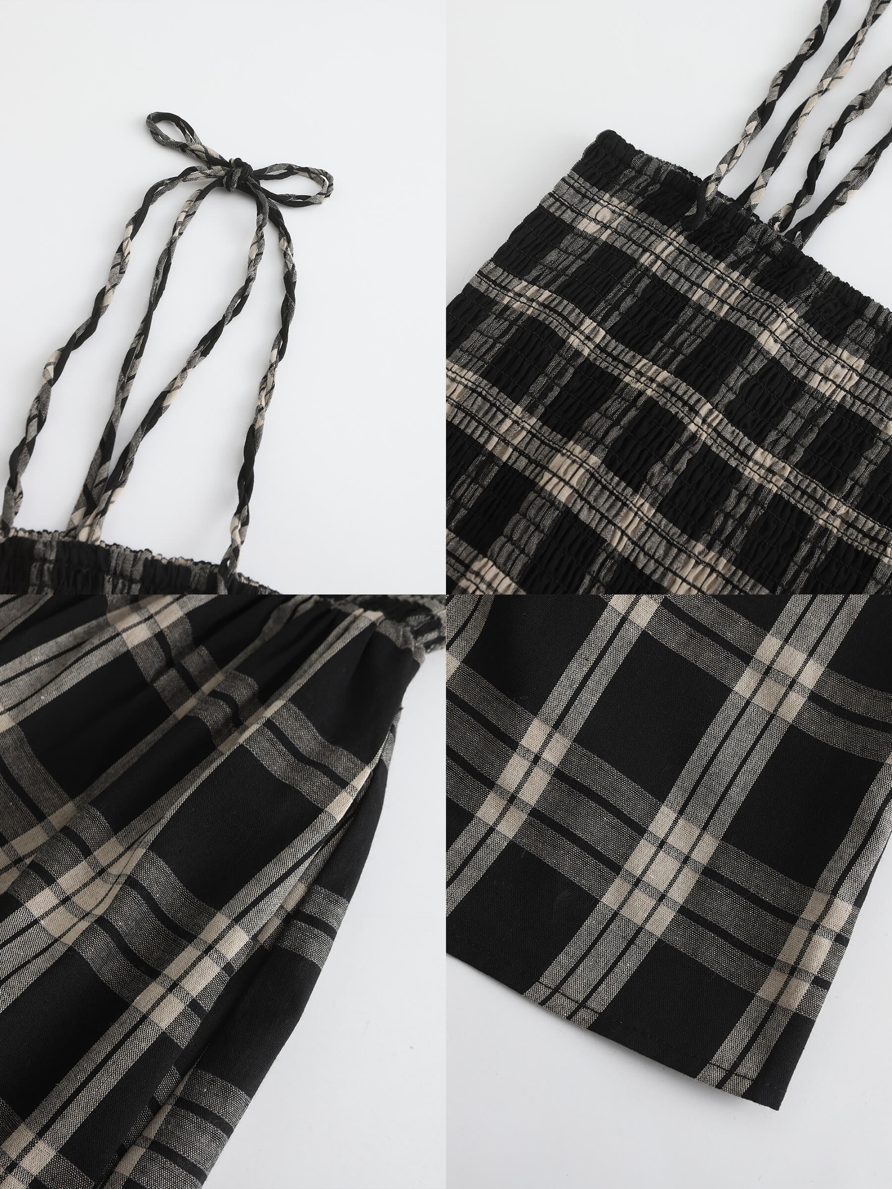 Pure Cotton Plaid Sling Dress-10