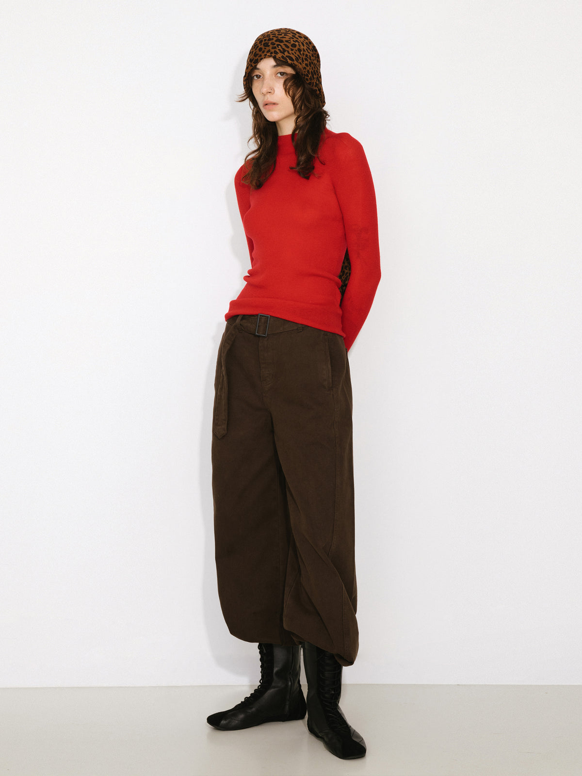 CUBIC 100% Wool Mock‑Neck Fitted Knit Top-10