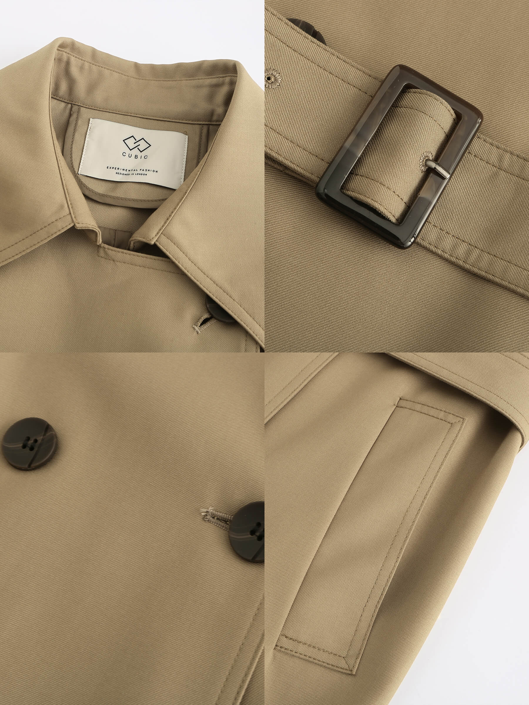 Classic Belted Double Breasted Trench Coat-11