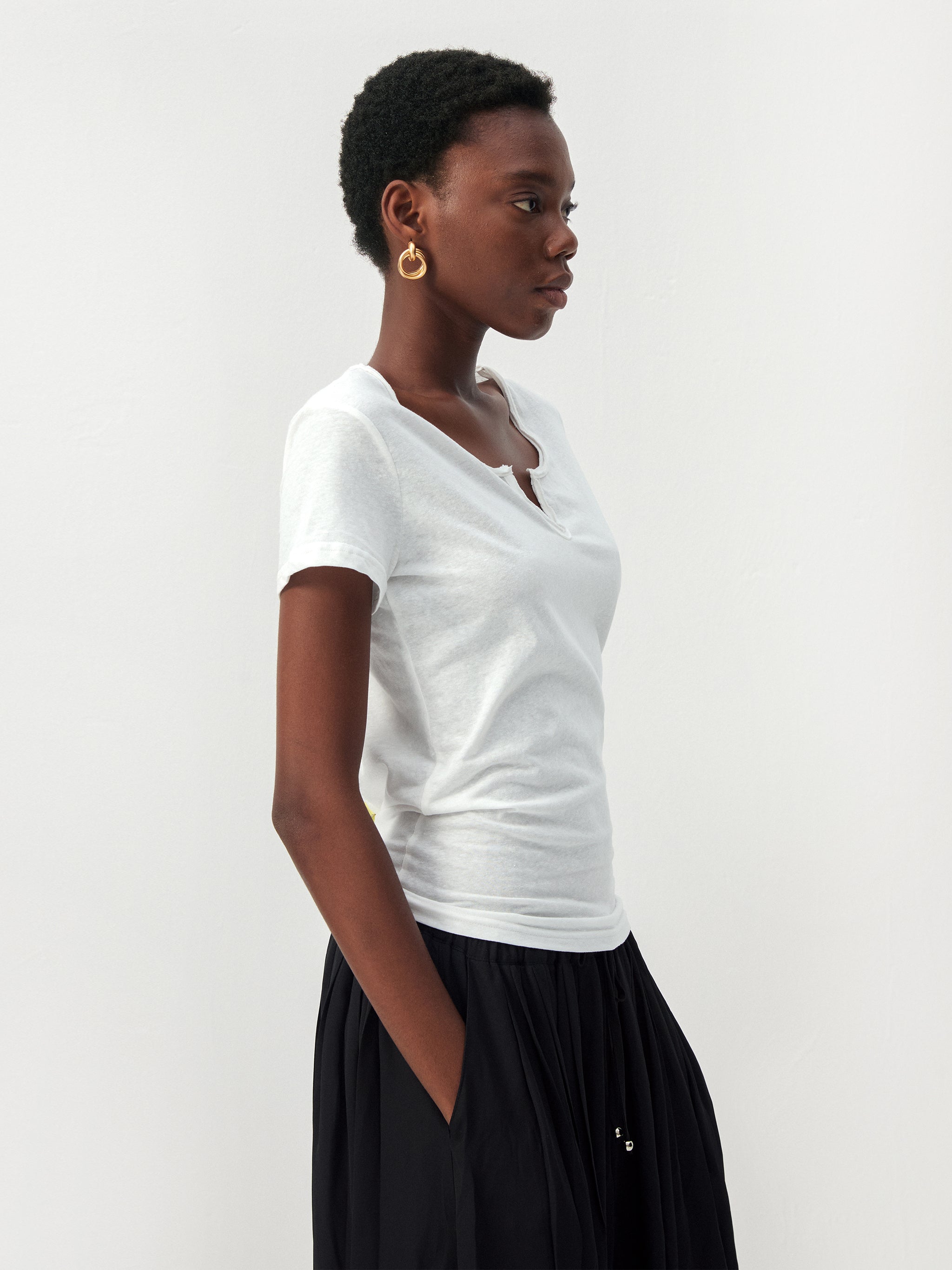CUBIC Cotton-Blend Notch Neck Slim Fit T-shirt-10
