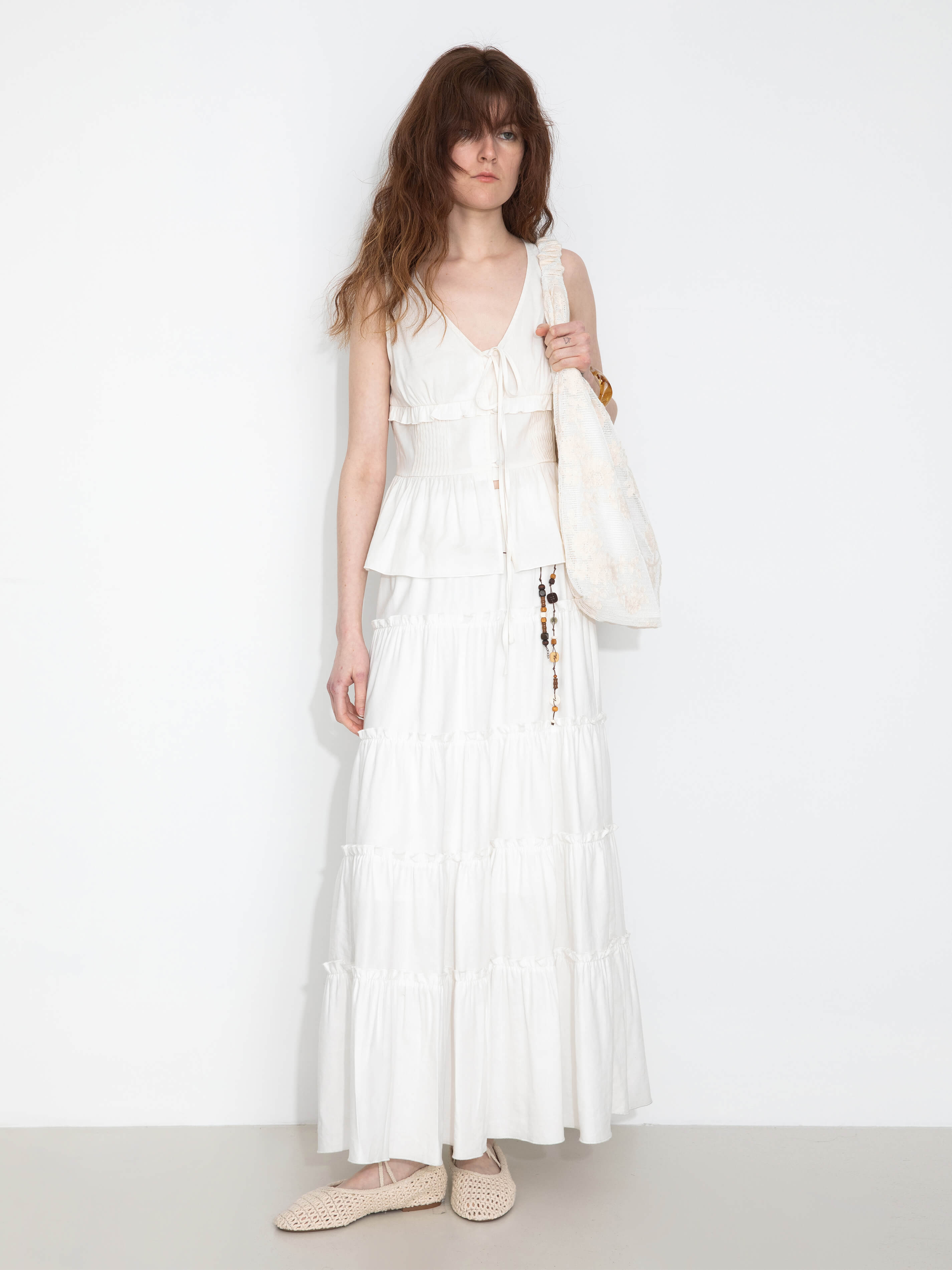High-Waisted A-Line Maxi Flowy Skirt-11