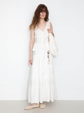 High-Waisted A-Line Maxi Flowy Skirt
