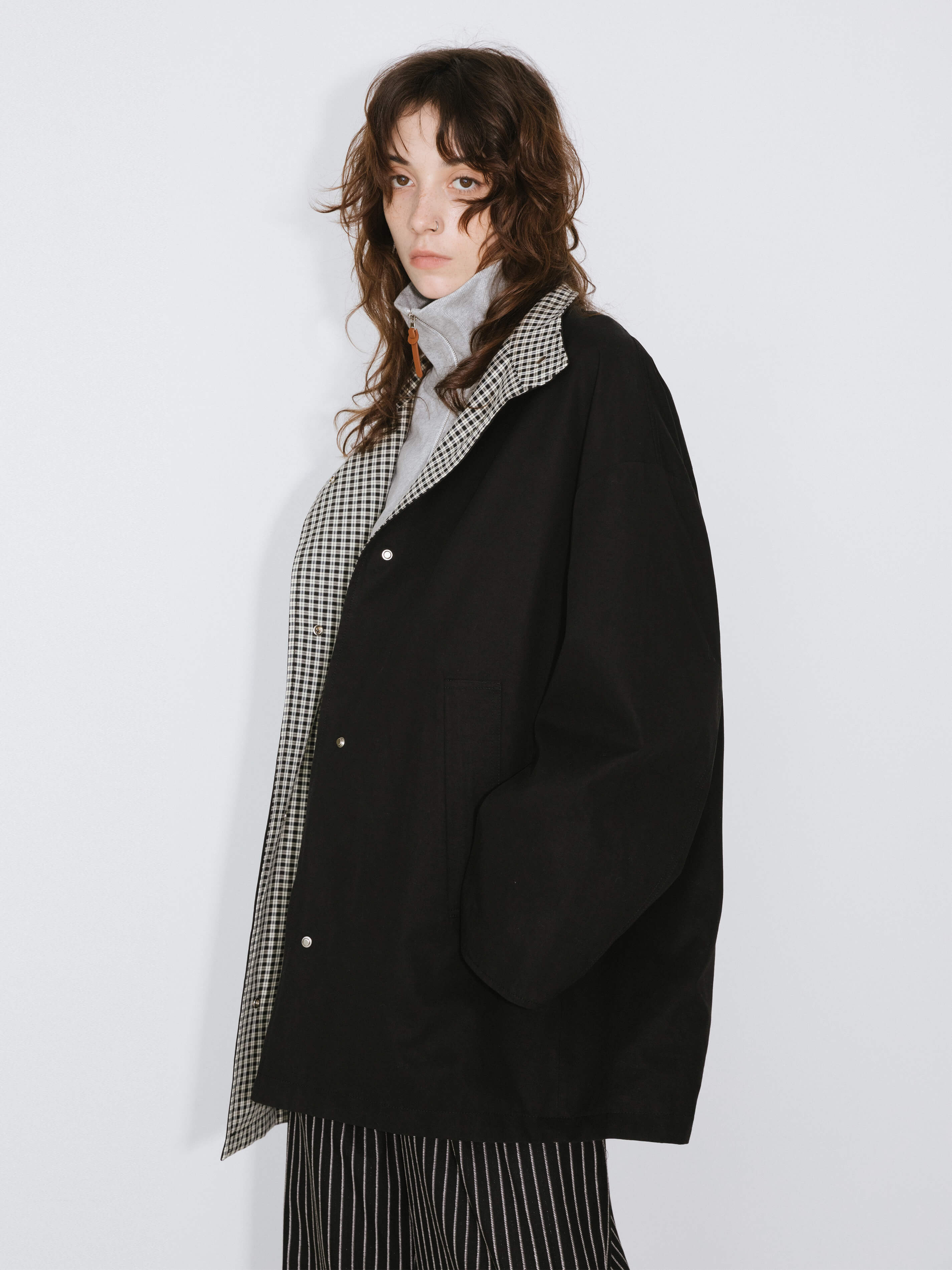 Funnel Neck Reversible Trench Coat-10