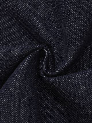 Color-Block High-Neck Denim Jacket