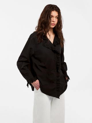 CUBIC Lace-Trimmed Linen Long-Sleeve Shirt