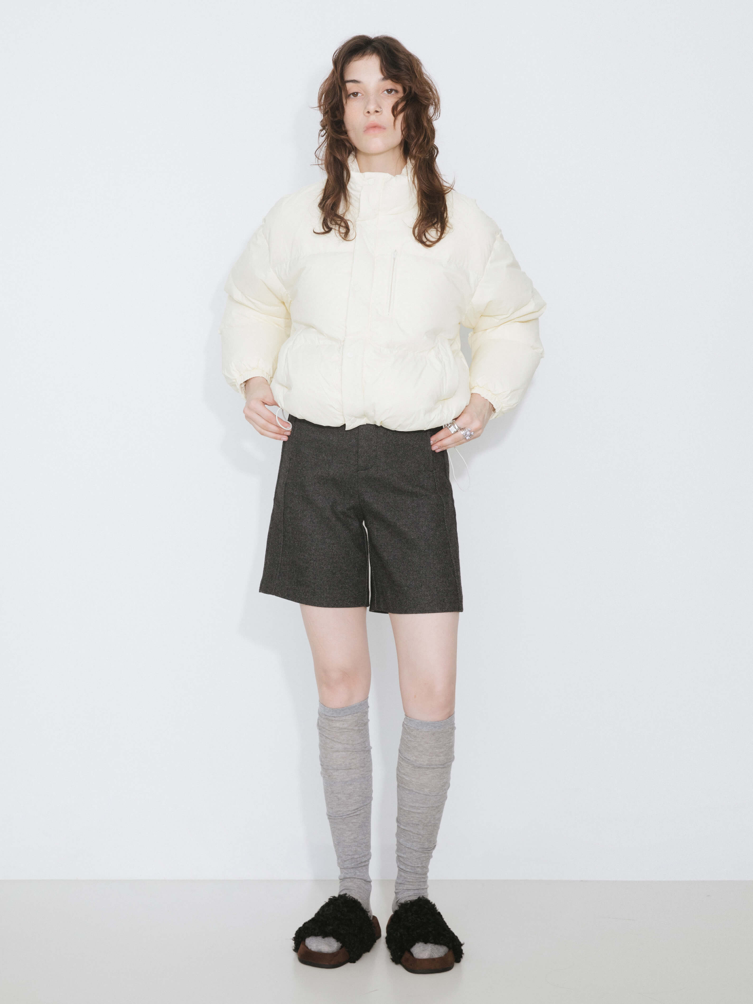 Cropped High Neck Down Coat-11