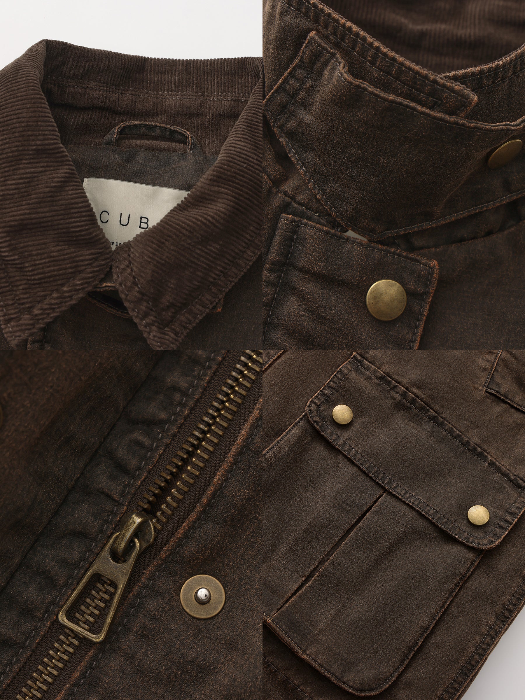 Washed Stand-Collar Workwear Down Jacket-9