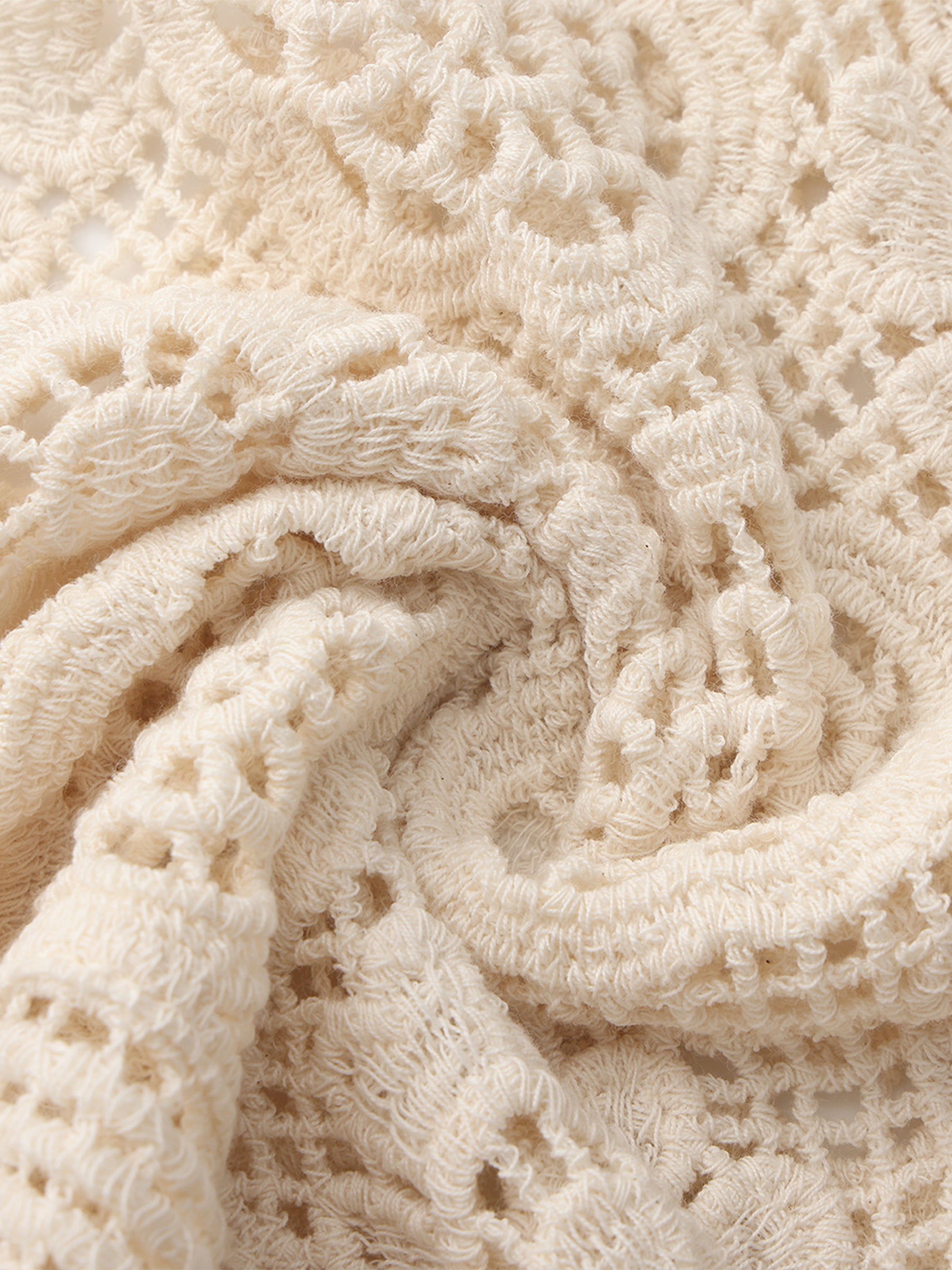 CUBIC Cotton Crochet Lace Trim Cropped Cardigan-9