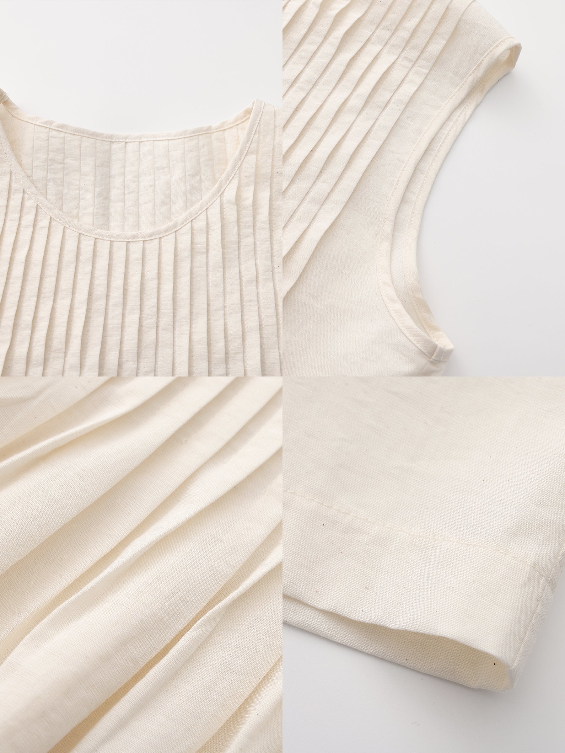 Pleated Sleeveless Blouse with Necklace-9