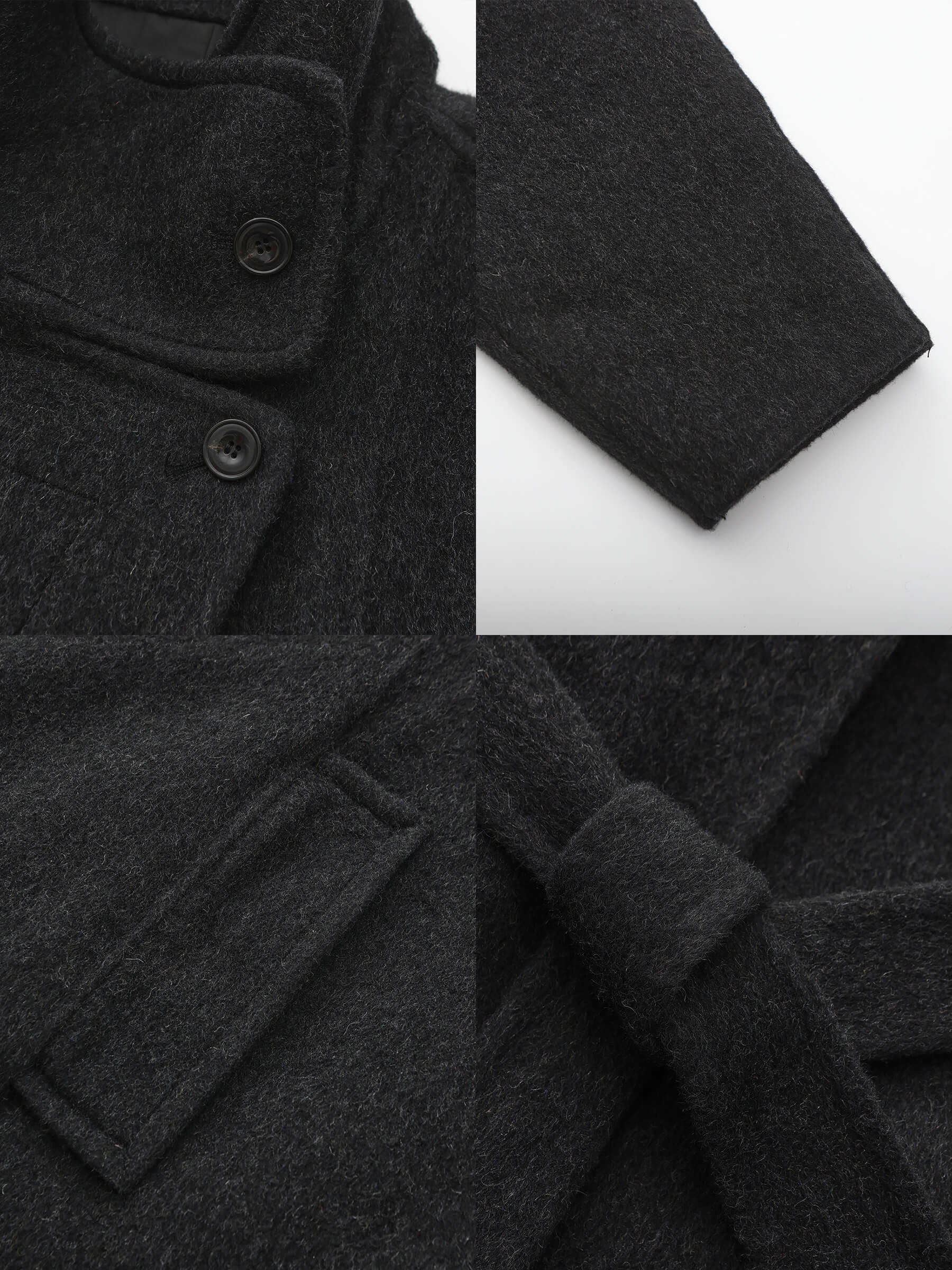 ONE BY CUBIC Double Face Tailored 100% Sheep Wool Coat with Belt-10