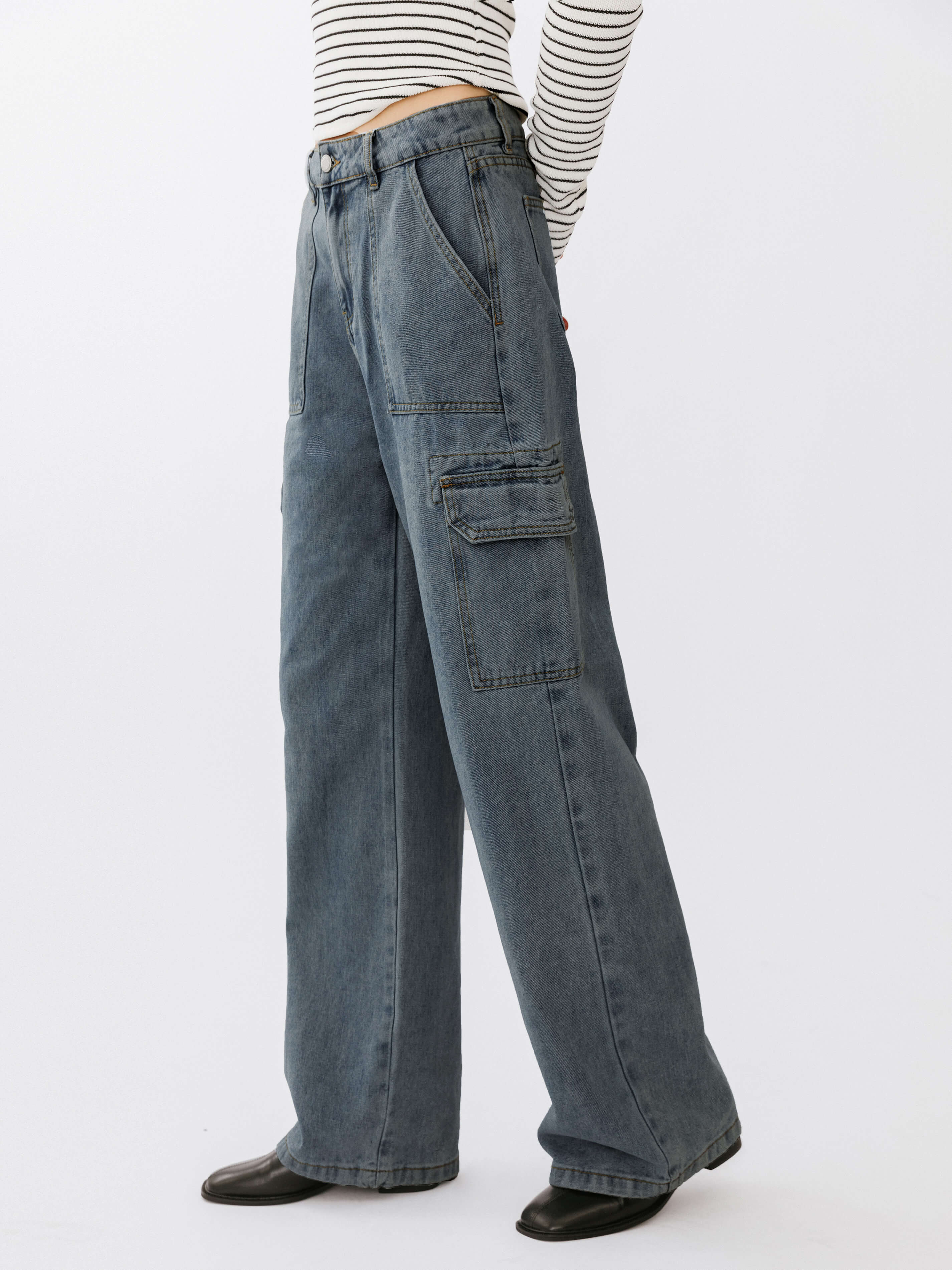 Low Waist Cargo Jeans-10
