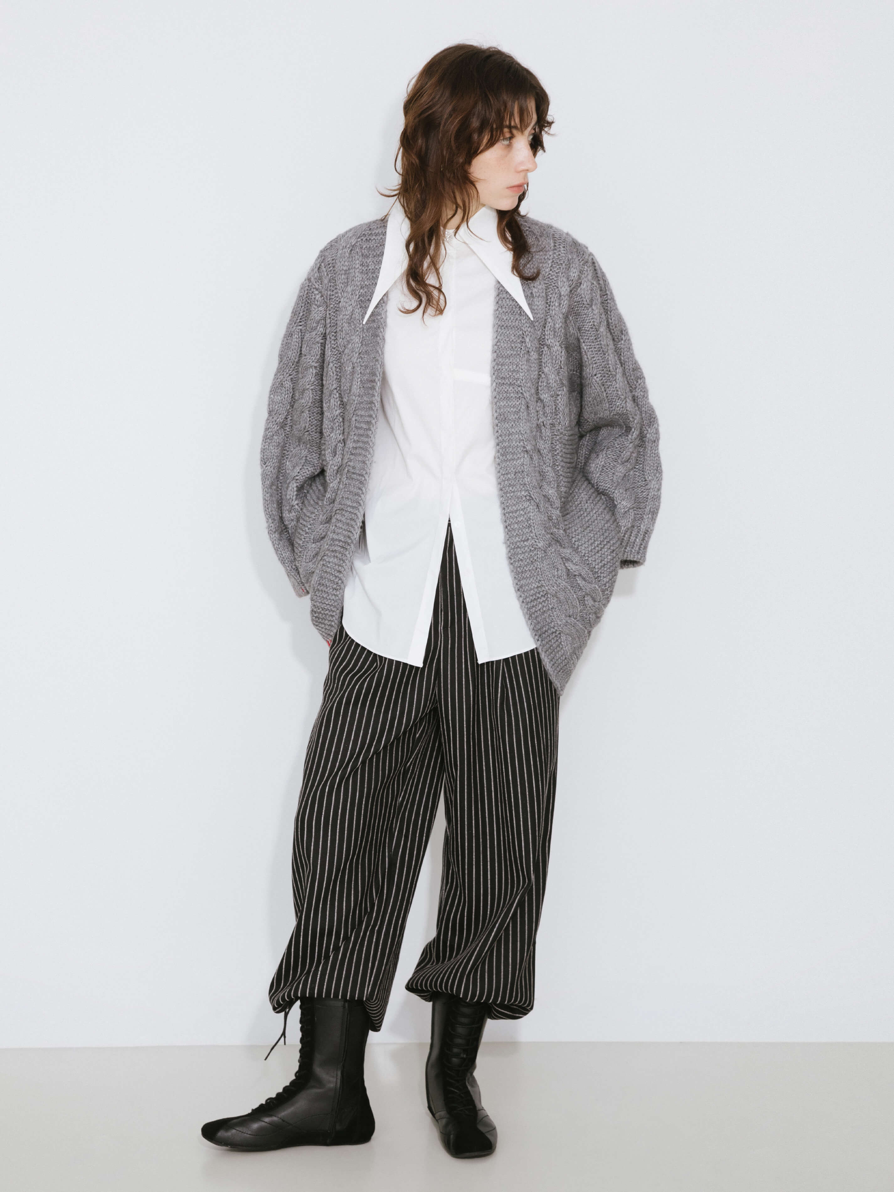 Cable Knit Cardigan with Wool Blend-13