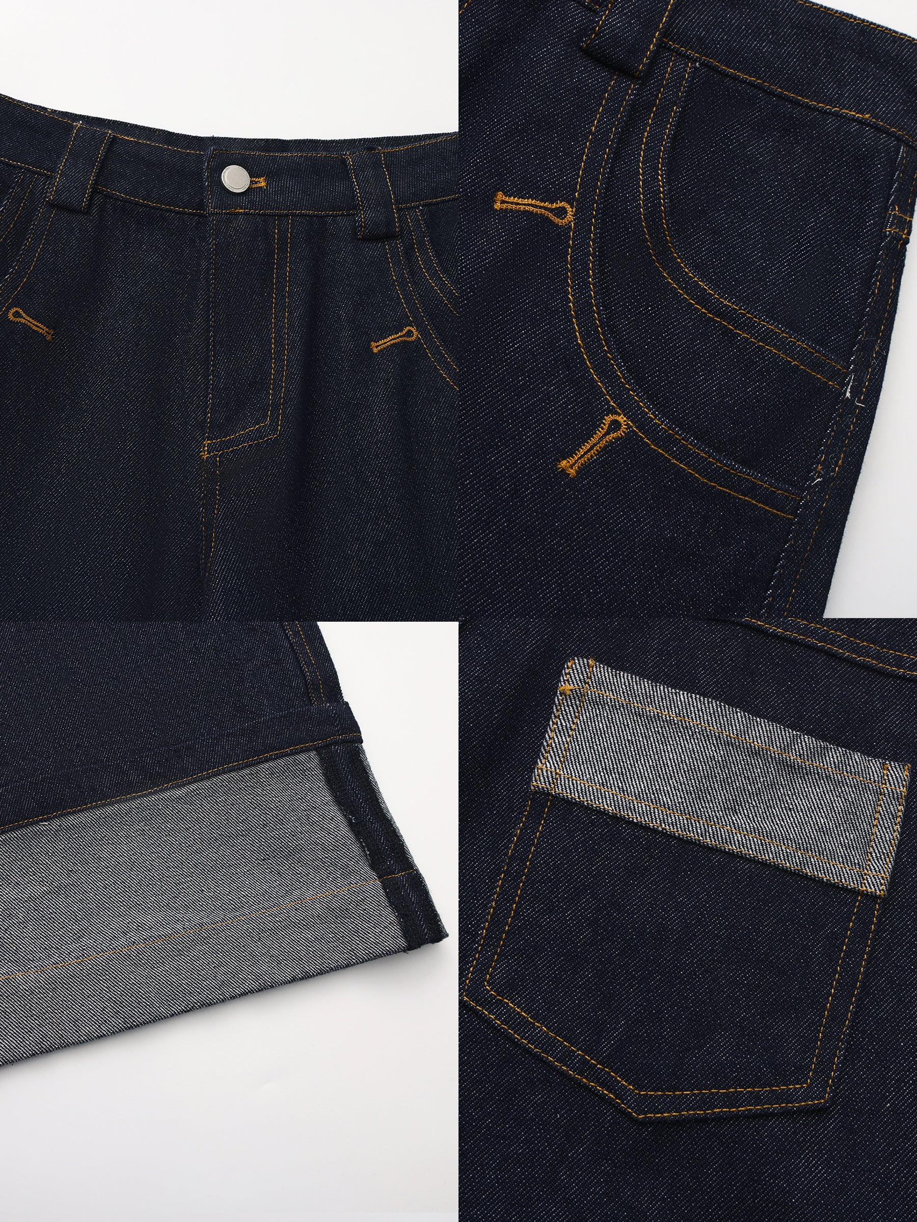 Wide-Leg Slight Flare Cuffed Jeans-10