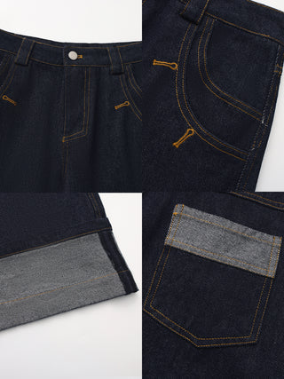 Wide-Leg Slight Flare Cuffed Jeans