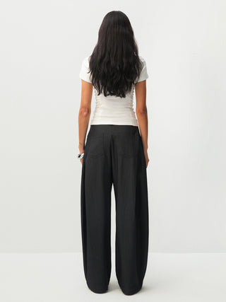 Wide-Leg Tapered Tailored Trousers