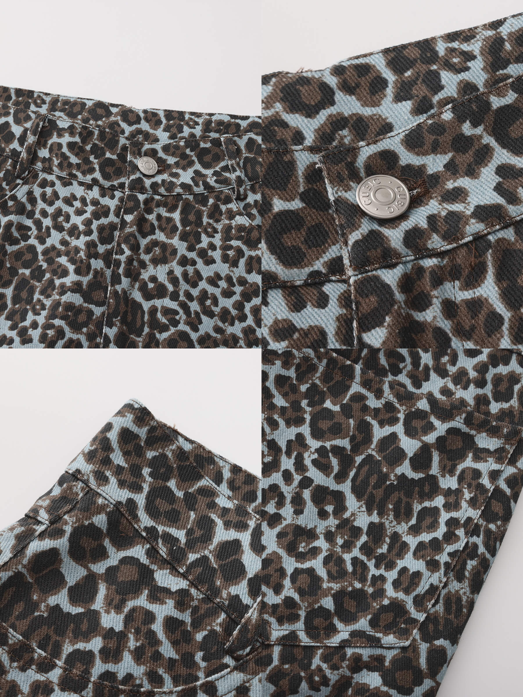 100% Cotton Leopard Print Flared Trousers-10