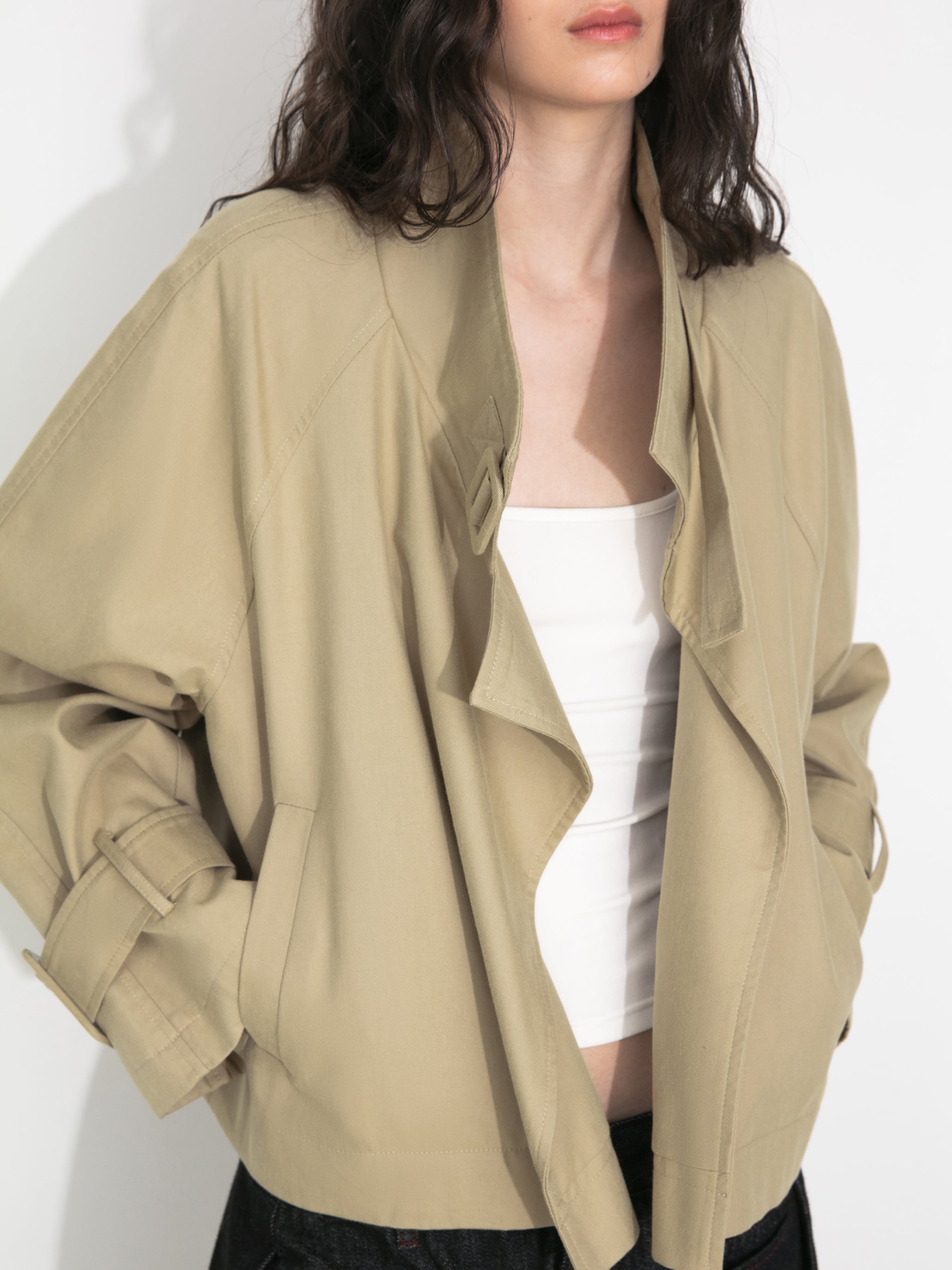 Overlay Cropped Trench Coat-10