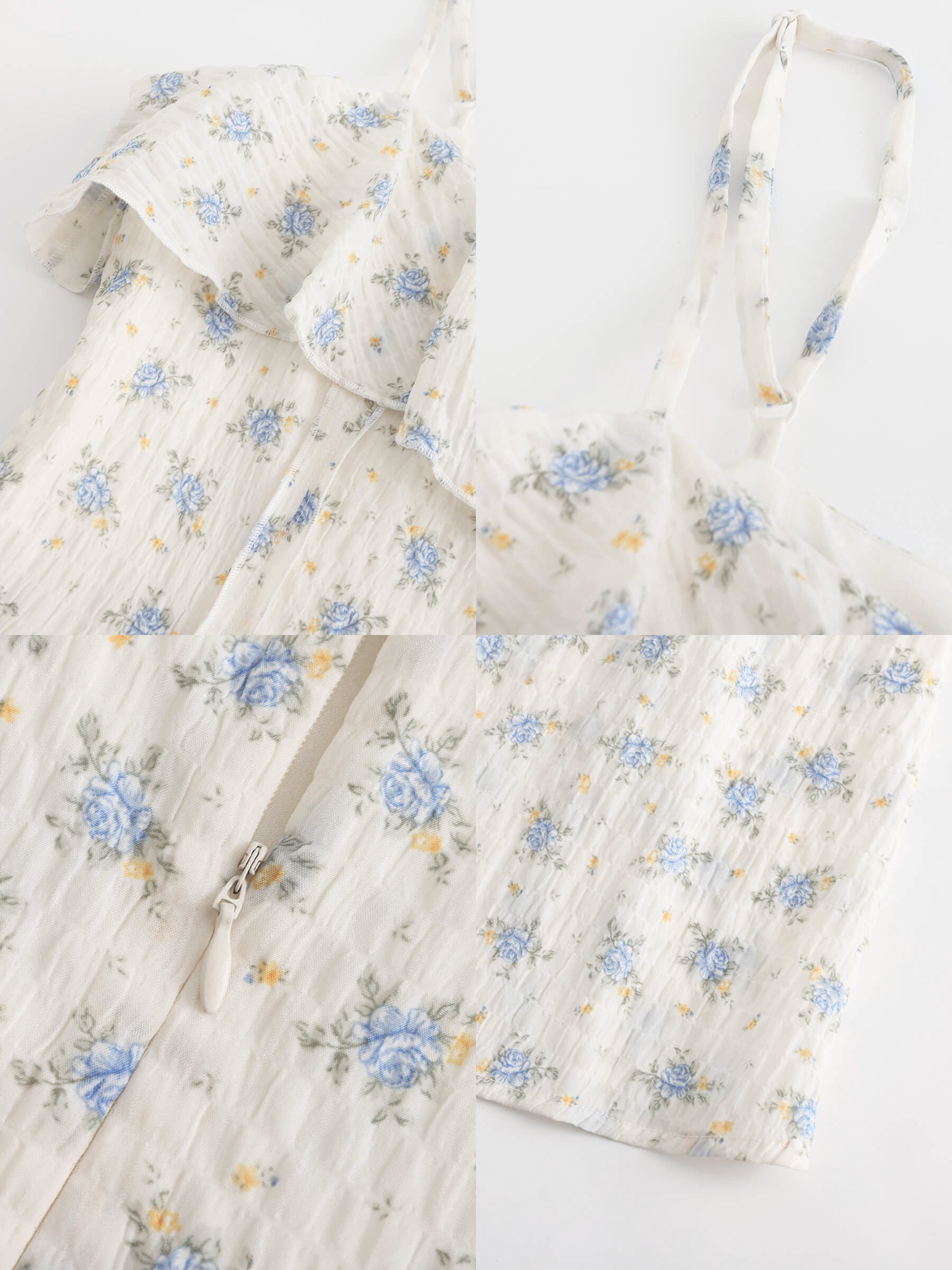 Waist Gathered Floral Sling Dress-10