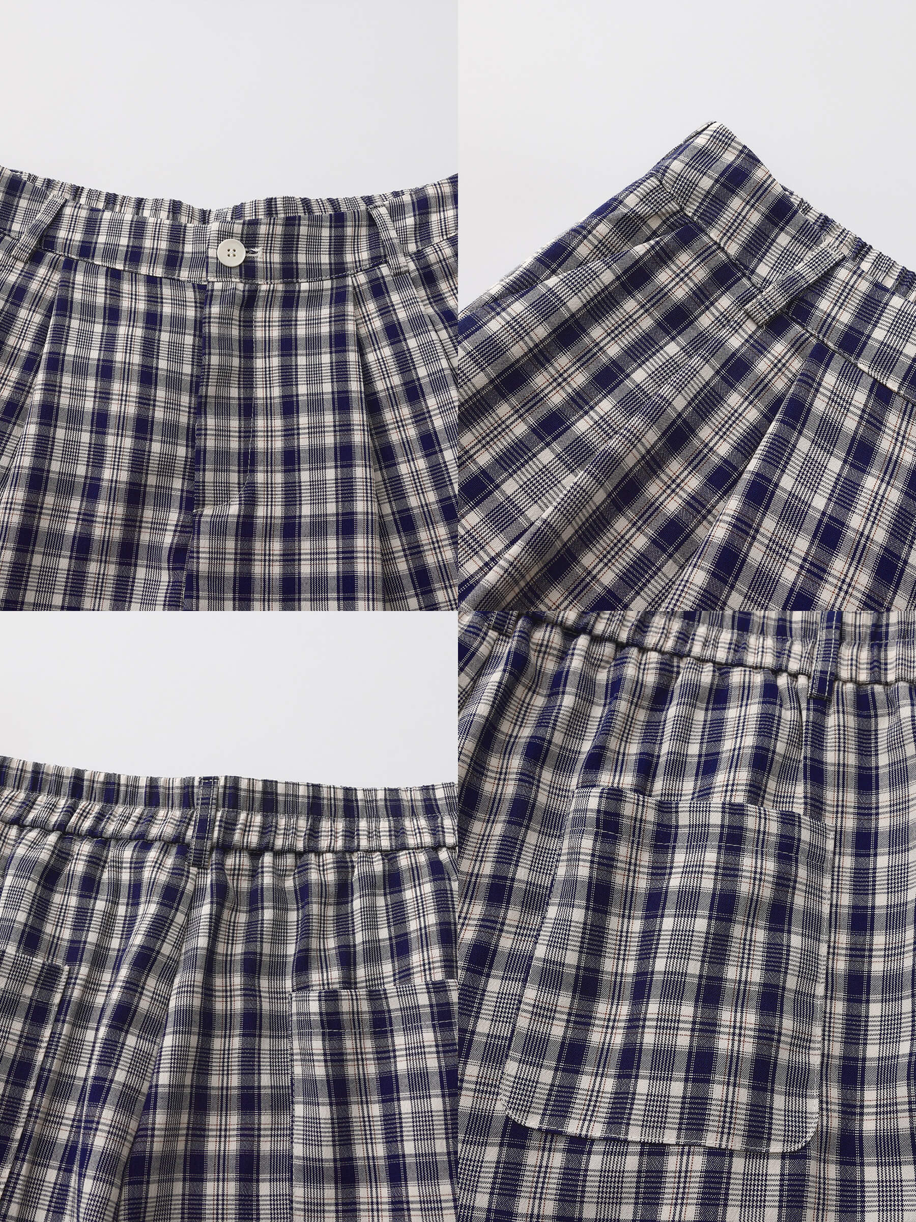 Striped Check High-Waisted Wide-Leg Casual Pants-10
