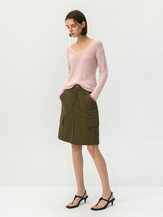 CUBIC Mohair Wool V-Neck Knit Top