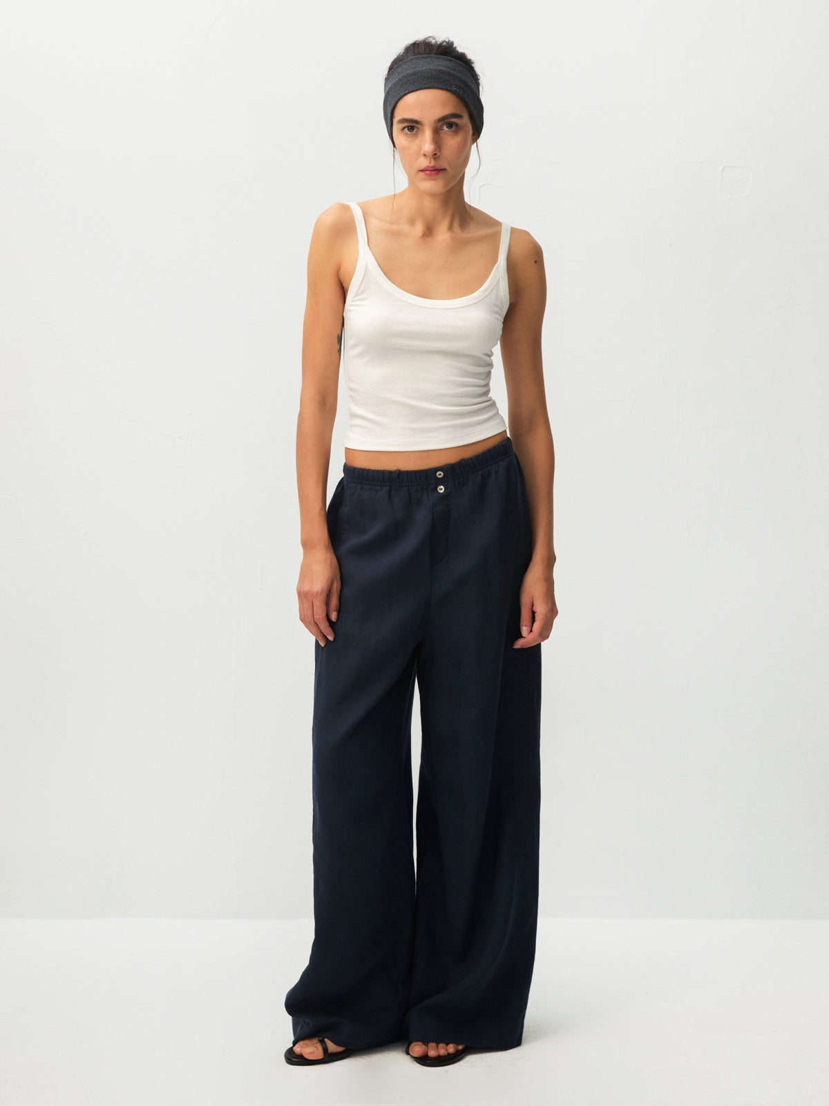 CUBIC Lyocell Linen Wide-Leg Pants-10