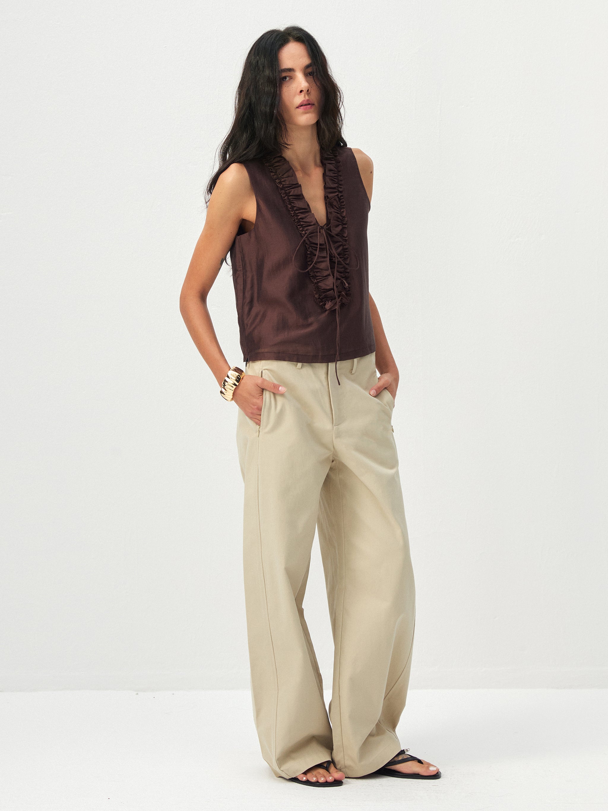 CUBIC 100%Cotton Casual Wide-Leg Trousers-10