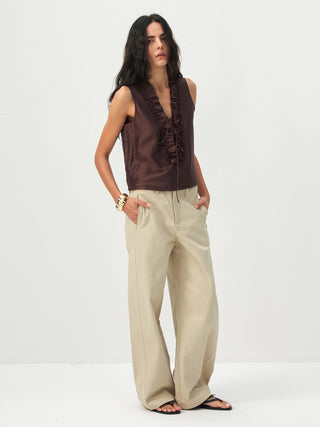 CUBIC 100%Cotton Casual Wide-Leg Trousers