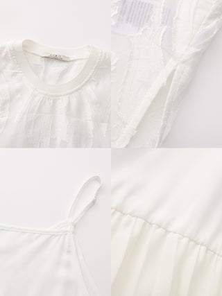 Sheer Patterned Sleeveless Pleated Skirt