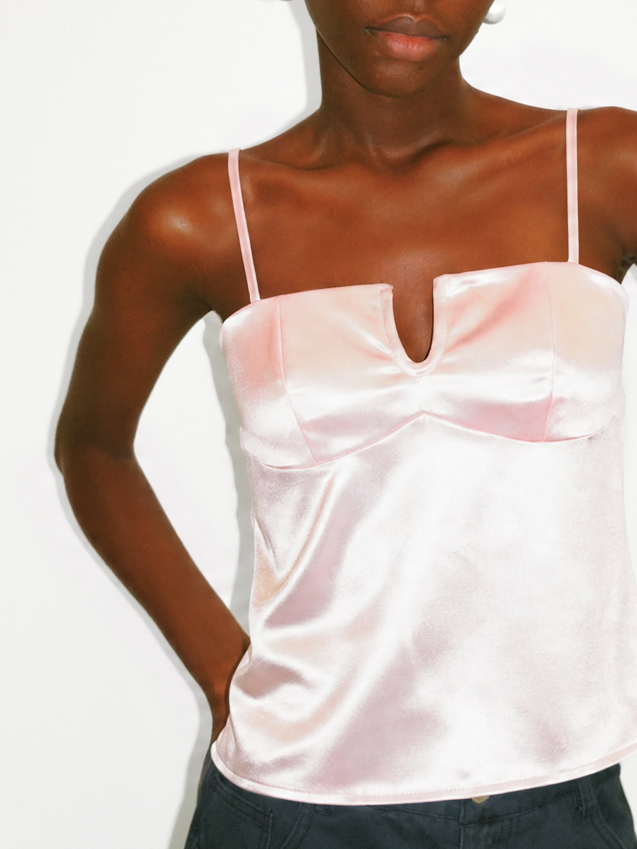 CUBIC Satin Notch Neck Camisole Top-10