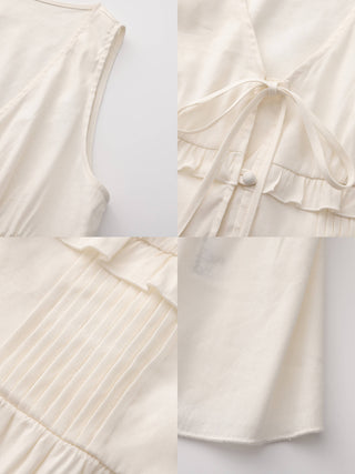 V-Neck Ruffle Trim Tie-Front Sleeveless Top