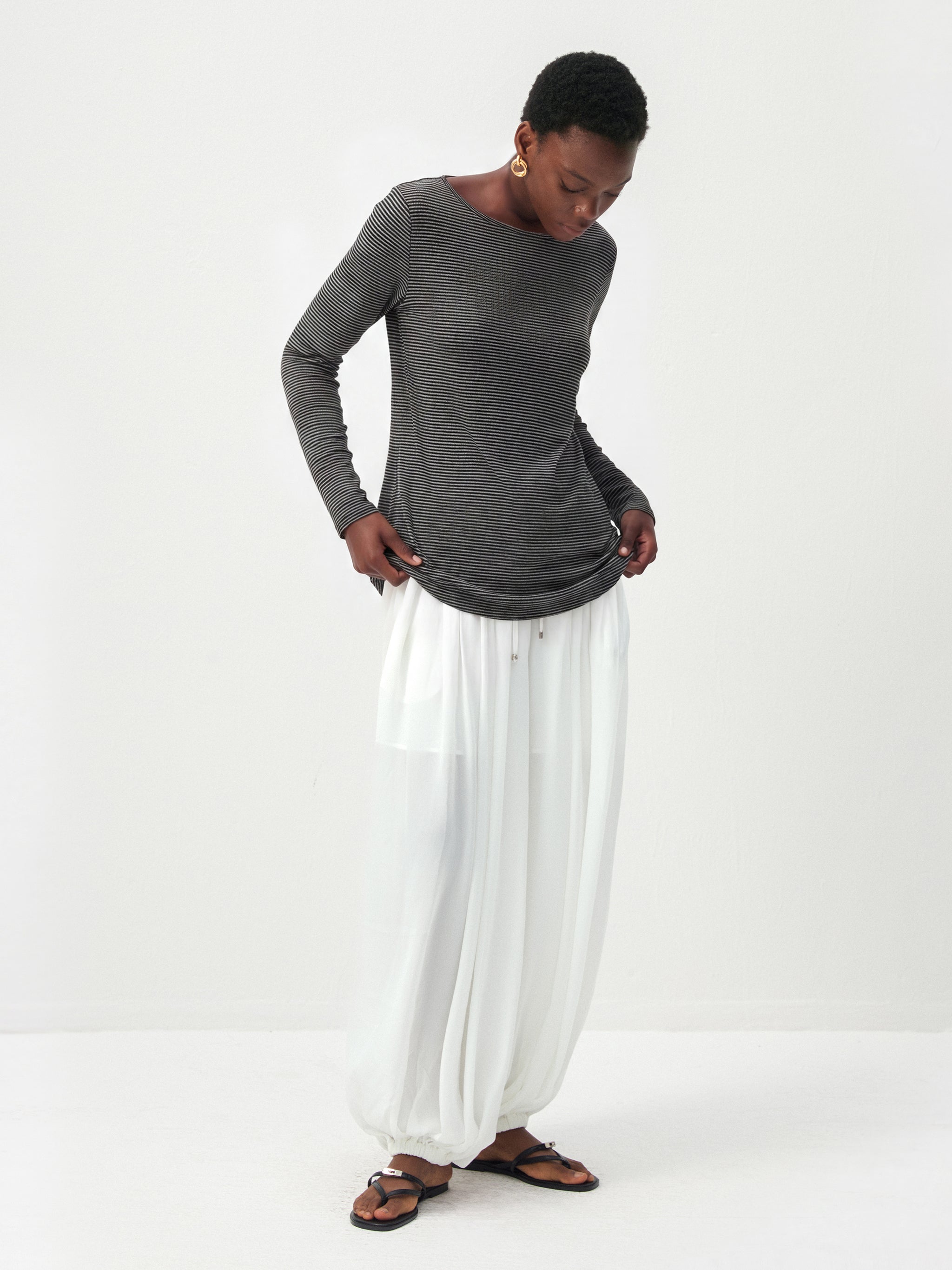 CUBIC Lyocell-Blend Boat Neck Long Sleeve Top-10