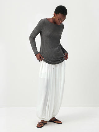 CUBIC Lyocell-Blend Boat Neck Long Sleeve Top
