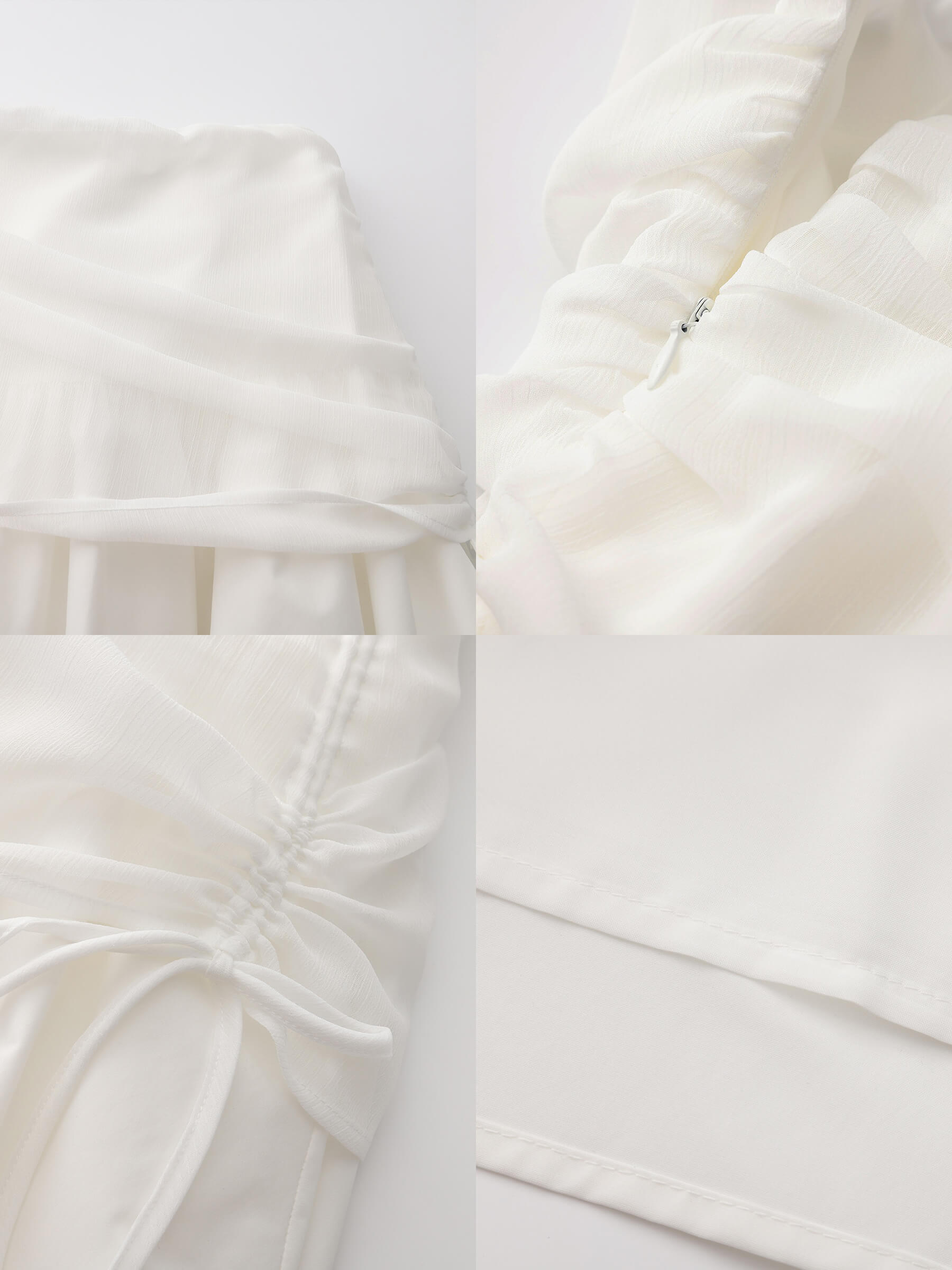 White Adjustable Semi-Bodycon A-Line Midi Skirt-8