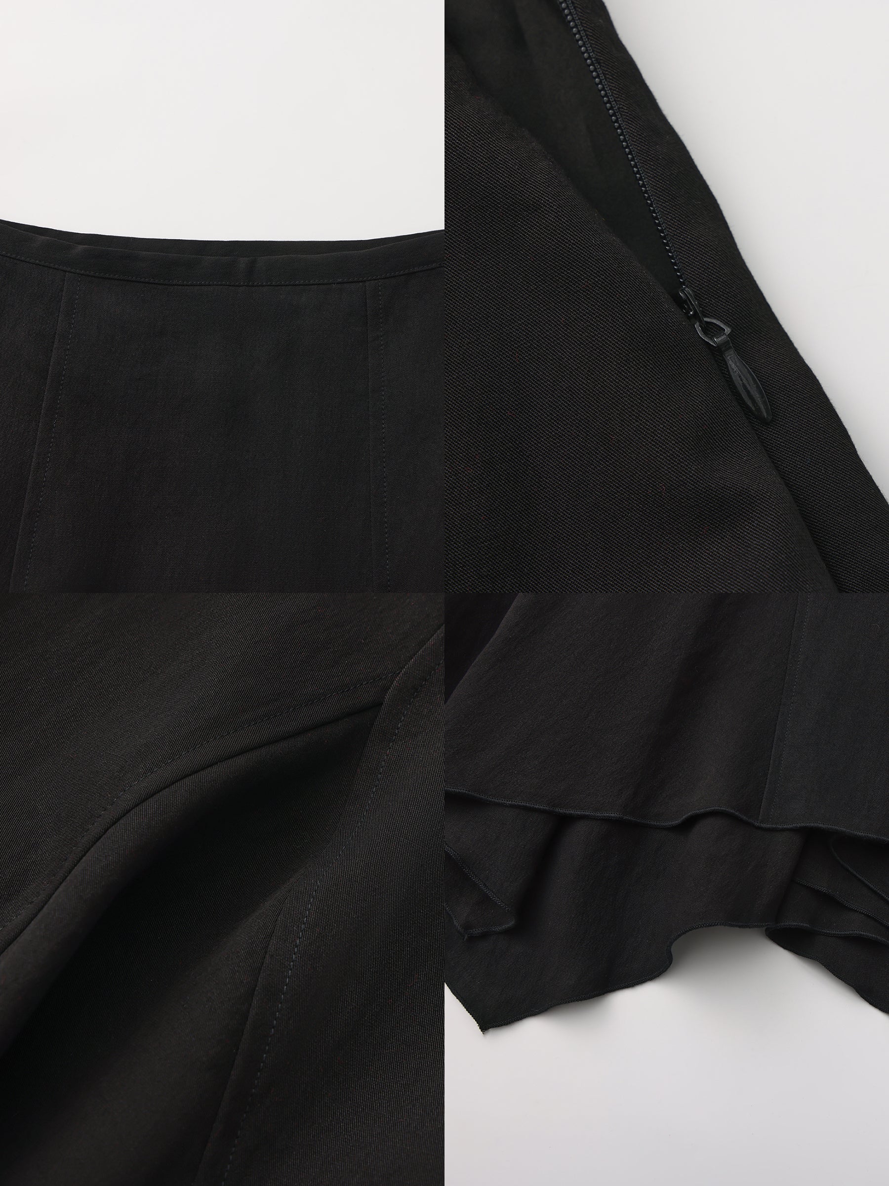 Vintage Lyocell Blend Asymmetric A-Line Midi Skirt-9