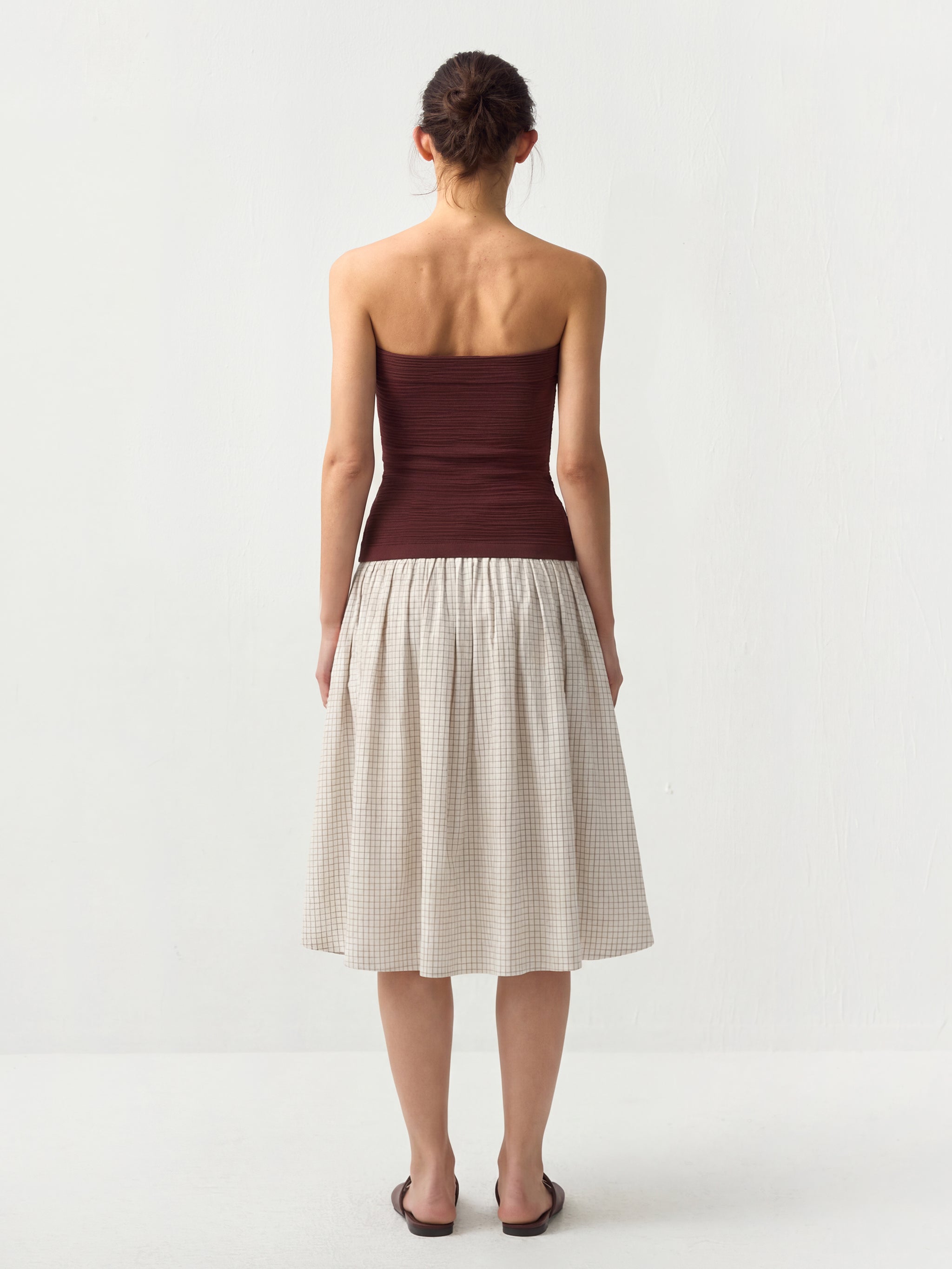 100% Cotton A-Line Midi Skirt-9
