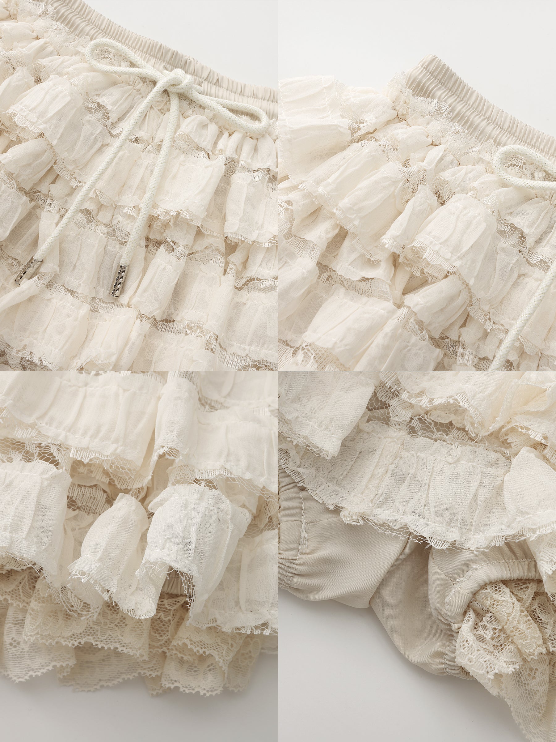 Lace Tiered Mini Skirt with Elastic Waist-10