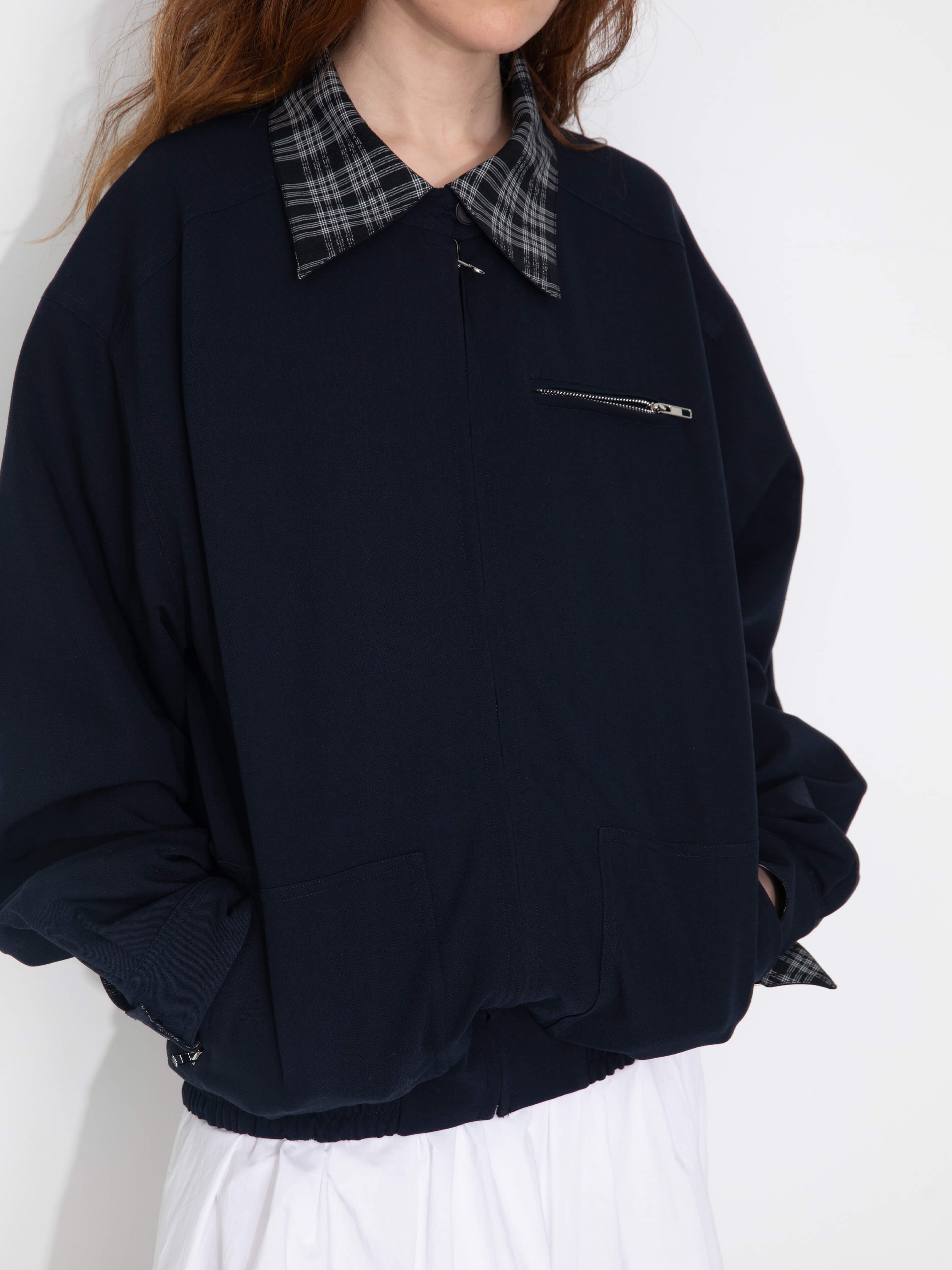 Reversible Jacket with Color-Block Collar-11