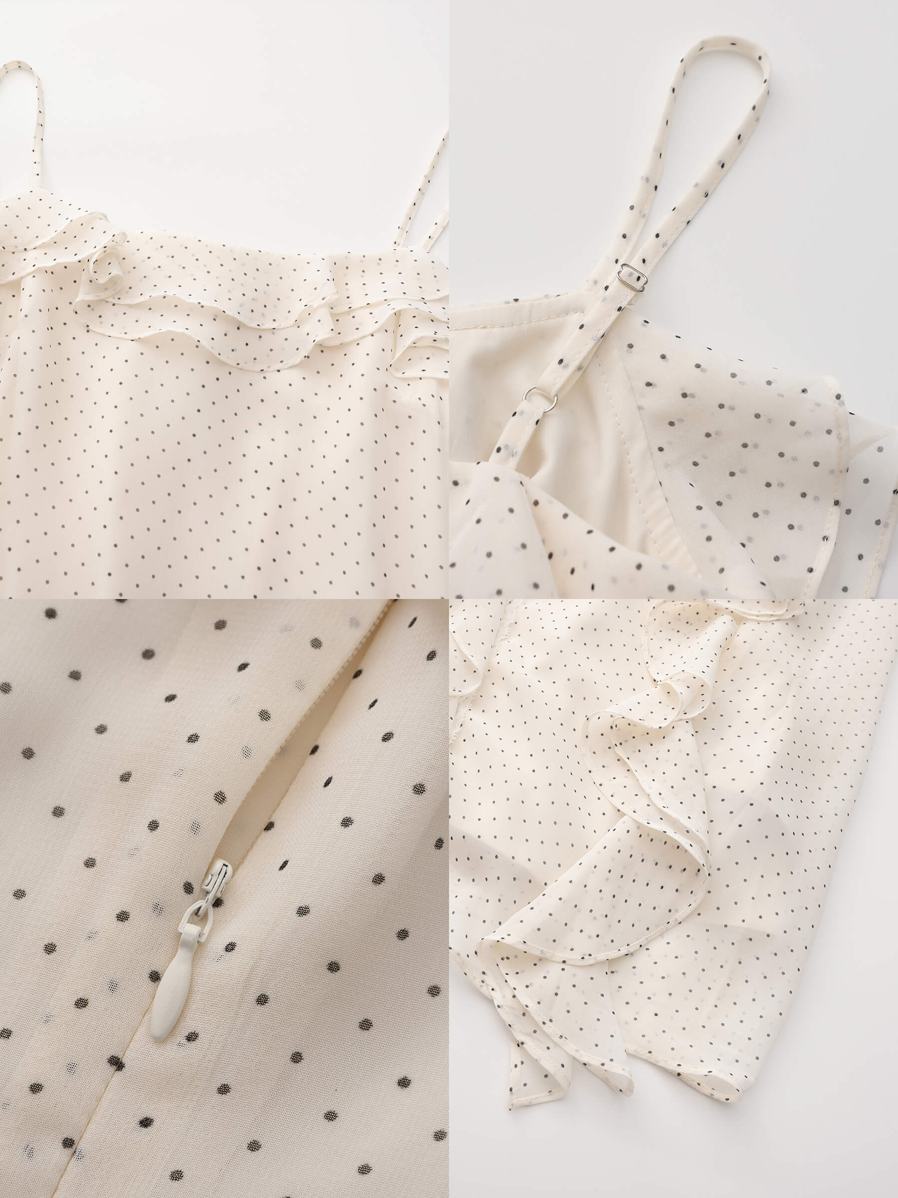 Irregular Ruffled Polka Dot Sling Skirt-10