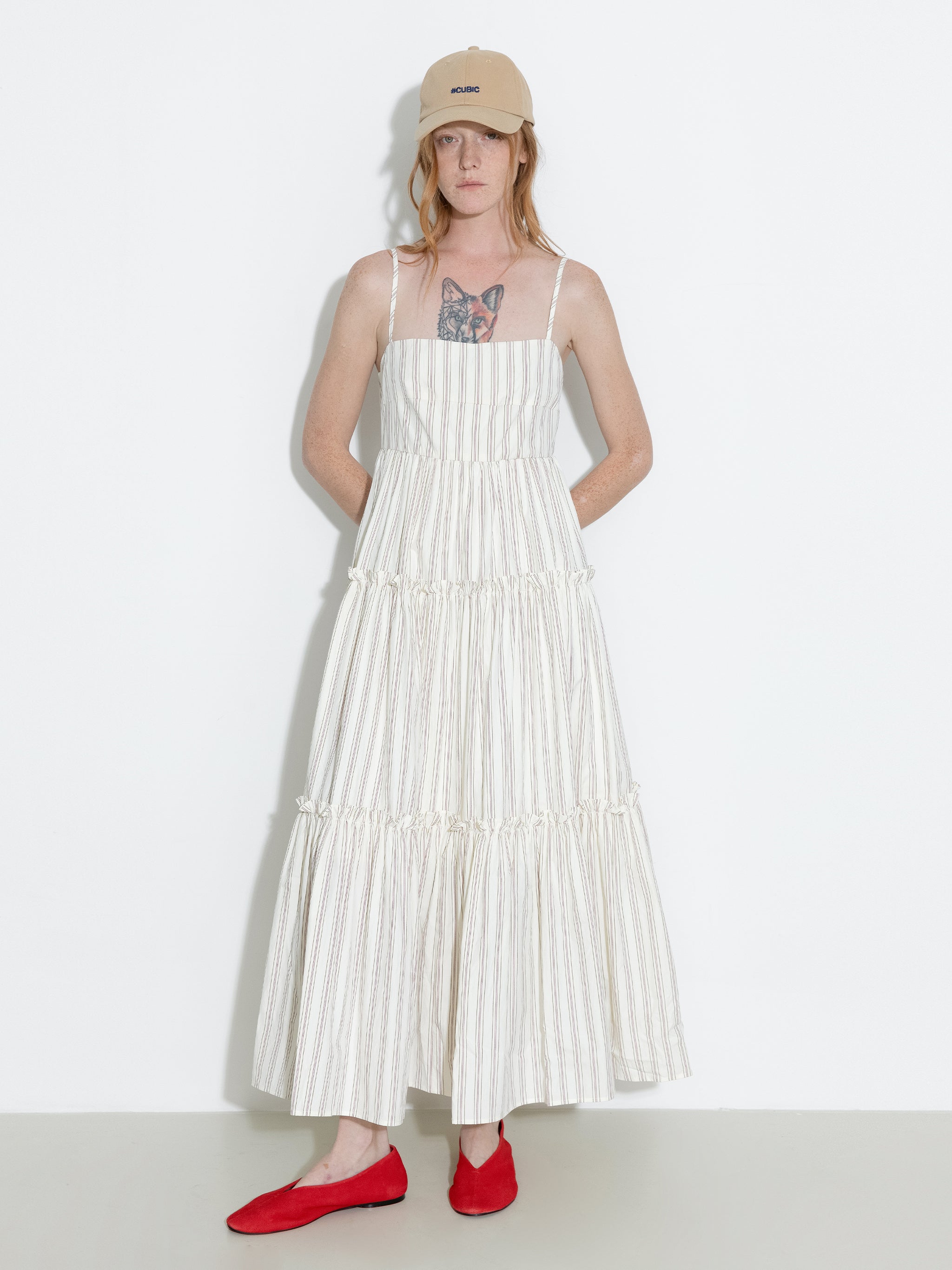 Strap Striped Cake Dress-10