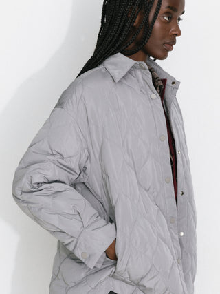 Button-Front Shirt Collar Loose-Fit Down Jacket