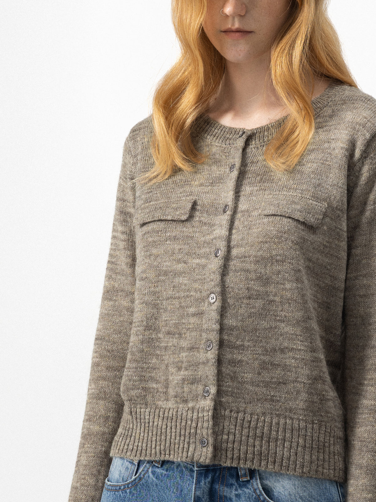CUBIC Marled Knit Button-Up Cardigan-10