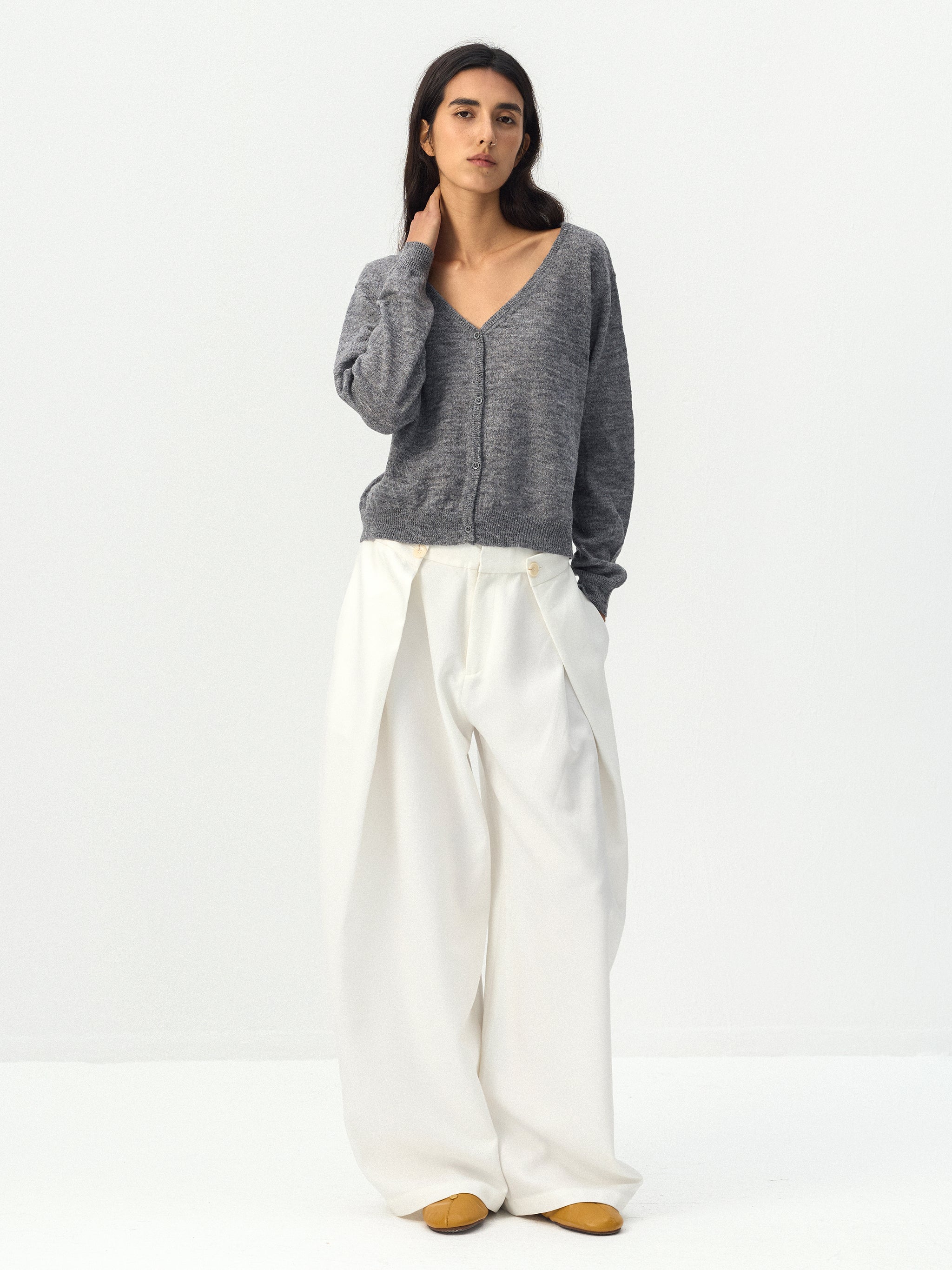 CUBIC Draped Wide Leg Trousers-10