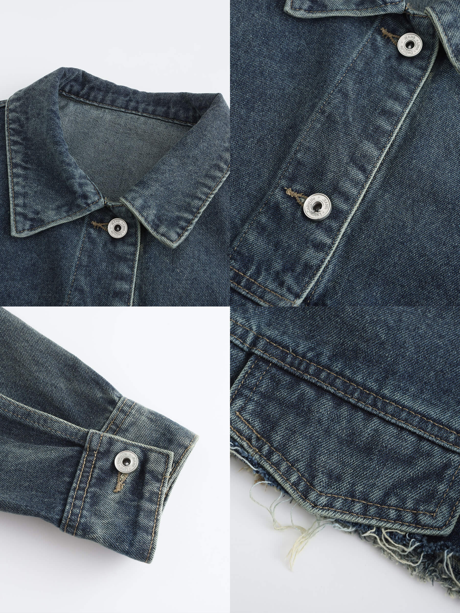 Extra Cropped Frayed Denim Jacket-10