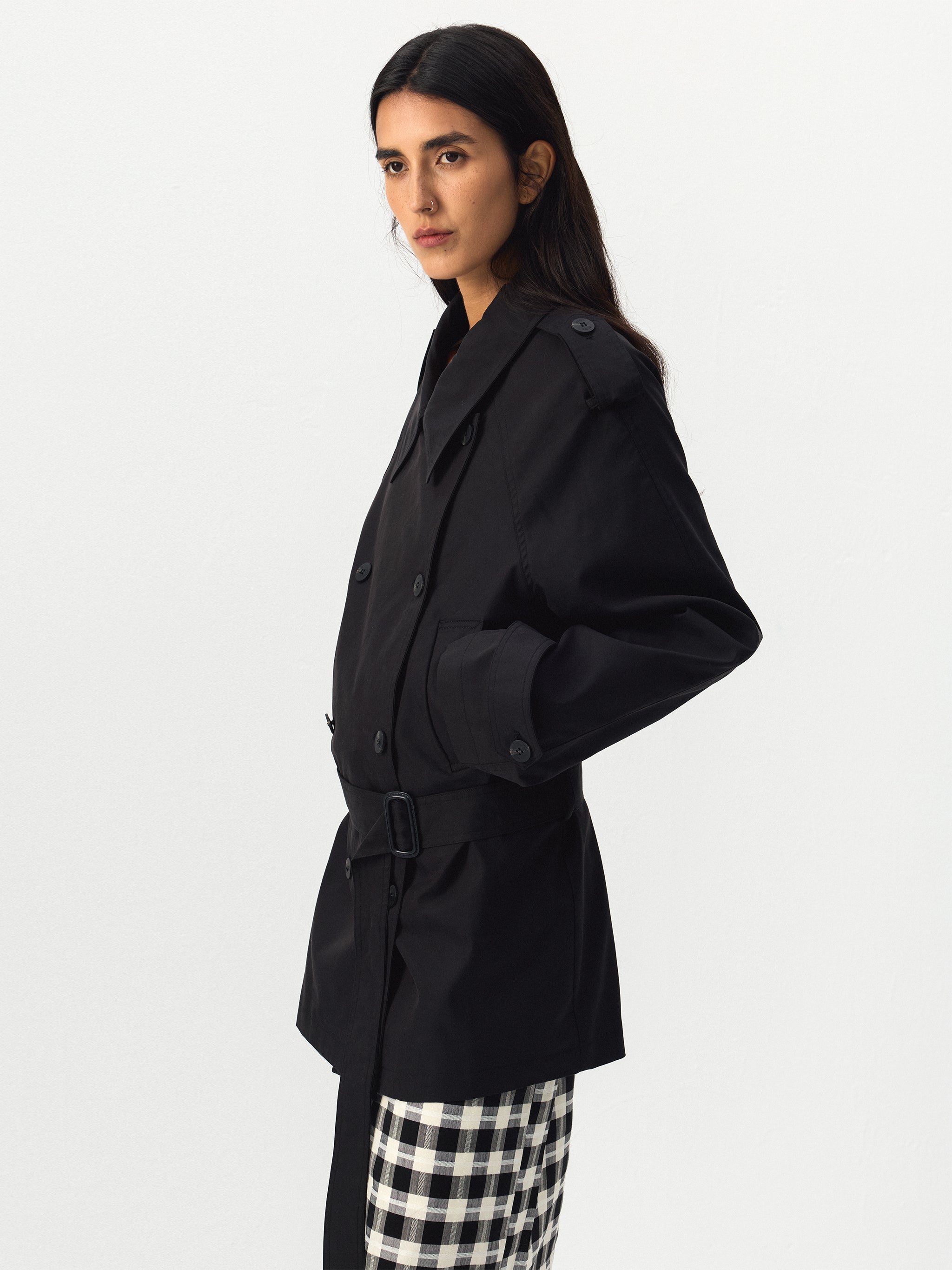 CUBIC Belted Double-Breasted Trench Jacket-10