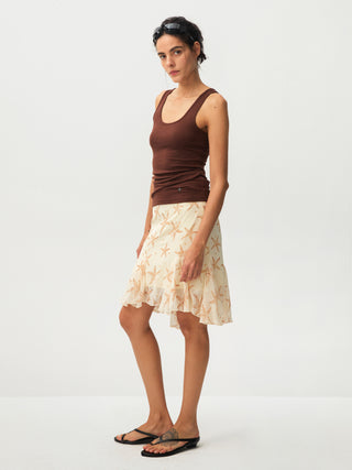 CUBIC Starfish Print Flare Midi Skirt