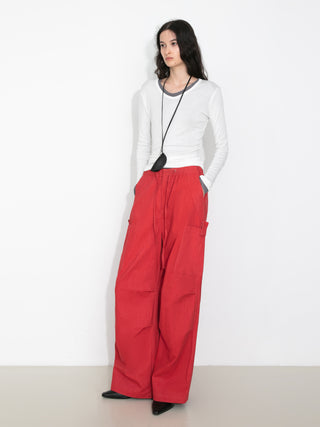 Relaxed Draped Straight-Leg Utility Pants