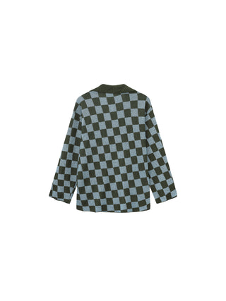 Checkerboard Contrast Knit Top