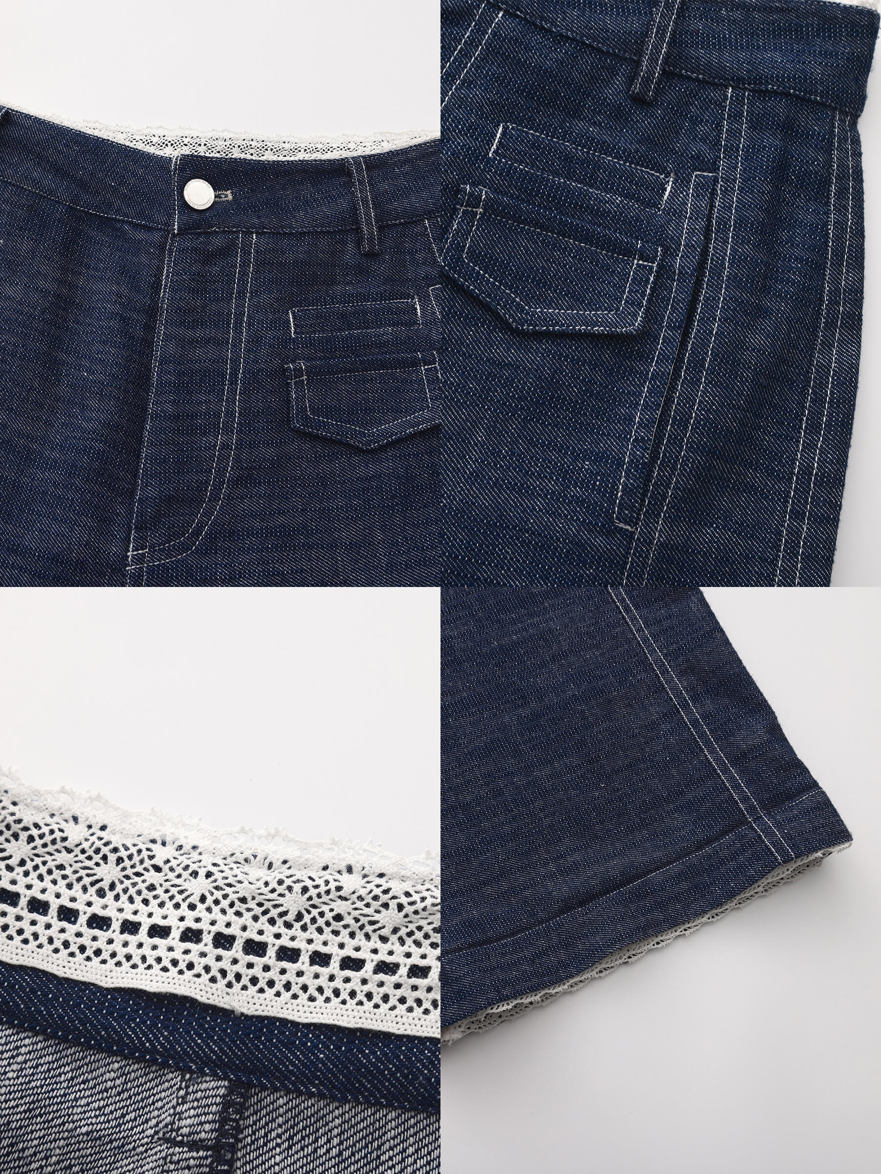 Linen-Cotton Lace Wide-Leg Straight Jeans-10
